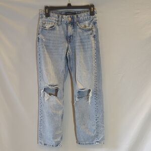 Aeropostale Low Rise Baggy Fit Ripped Blue Jeans Size 000 Short Juniors